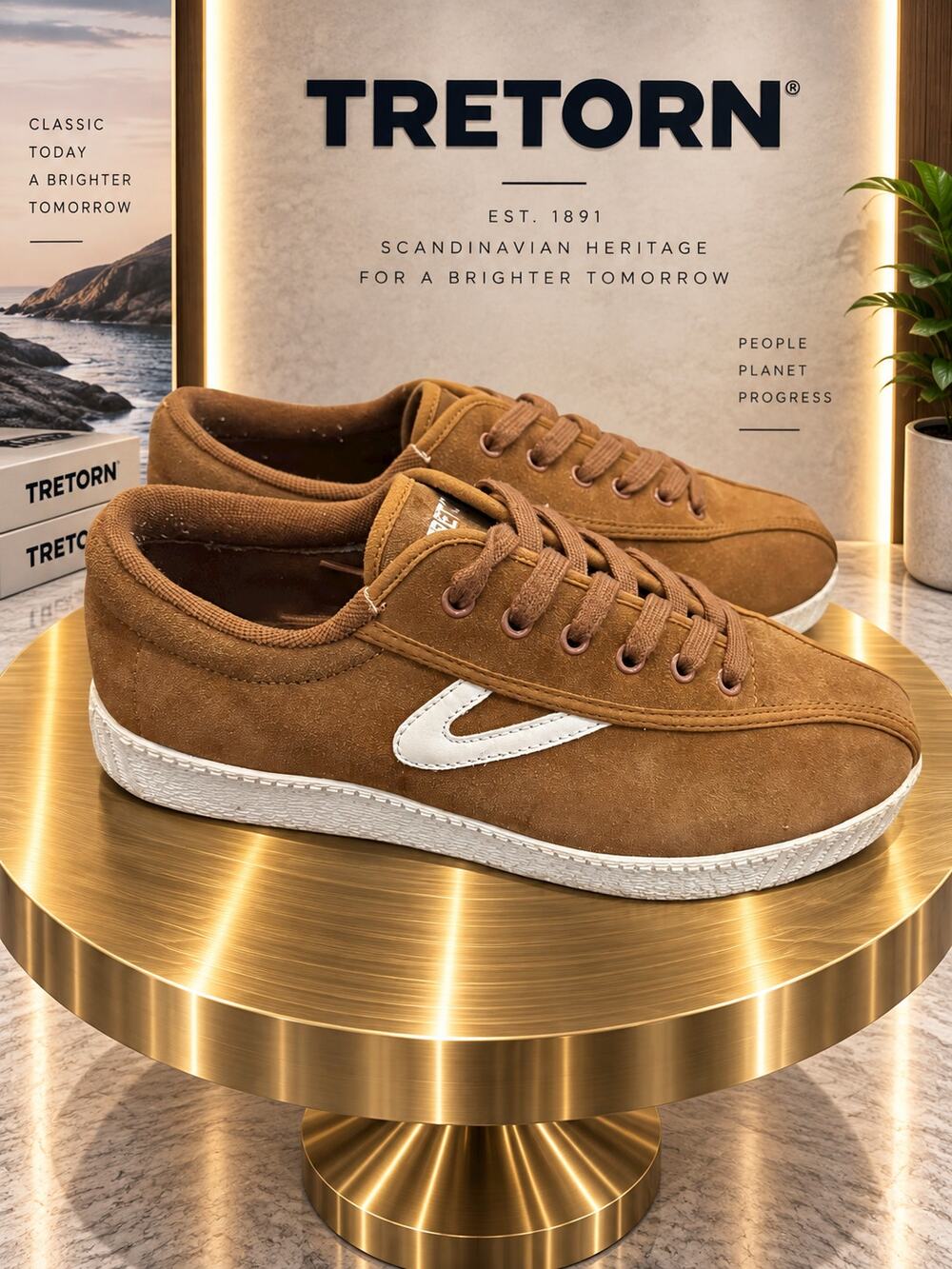Tretorn Nylite Plus Suede Brown White Sneakers Women’s Size 6.5